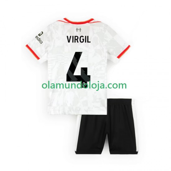Camisola Liverpool VIRGIL 4 Criança Equipamento Terceiro 2024-2025 Manga Curta